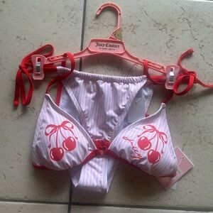 Juicy Couture Pink and Red Cherry Stripe Bikini